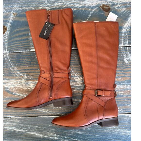 NATURALIZER RENA CIDER Wide Calf Riding Boots, NEW in BOX, size 6.5, Tan leather - Picture 3 of 16